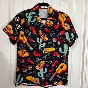 Vibrant Fiesta Print Men's Shirt